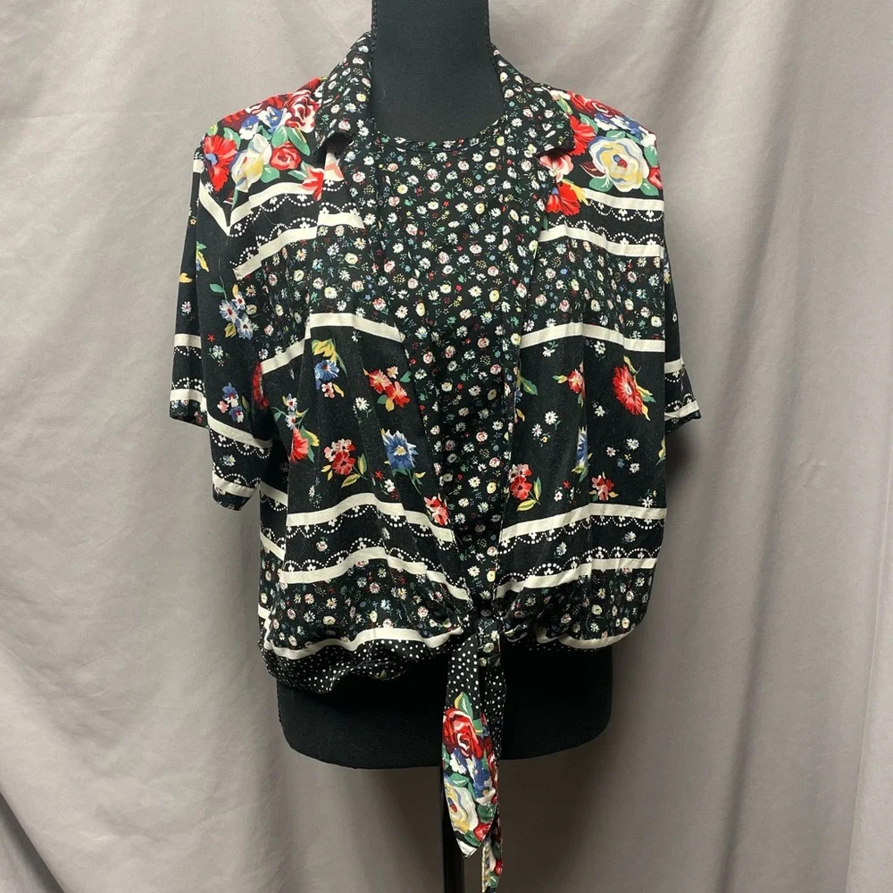 ❤️(2for20)SALE❤️Koret Vintage Collared Short Sleeve Top Floral Pattern Retro